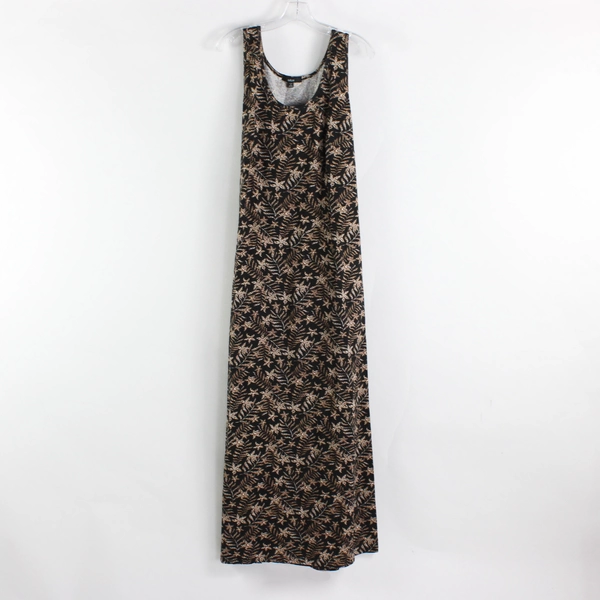 Ellos Brown & Black Floral Pattern Sleeveless Maxi Shift Dress Women's 22/24 1X