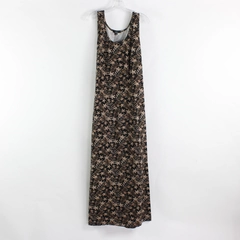Ellos Brown & Black Floral Pattern Sleeveless Maxi Shift Dress Women's 22/24 1X