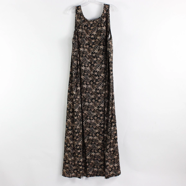 Ellos Brown & Black Floral Pattern Sleeveless Maxi Shift Dress Women's 22/24 1X