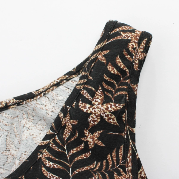 Ellos Brown & Black Floral Pattern Sleeveless Maxi Shift Dress Women's 22/24 1X