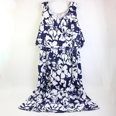 Woman Within Navy Blue & White Hibiscus Print Sundress Women's 1X 22/24