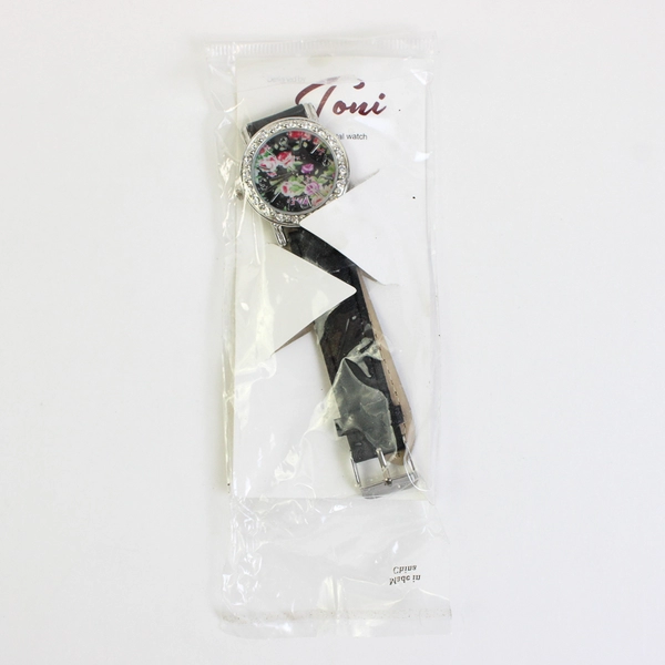 Toni Women's Crystal Wristwatch Rhinestone and Floral Details