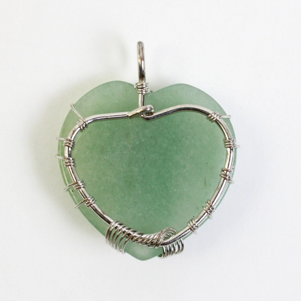 Wire Wrapped Green Aventurine Tree of Life Heart Pendant