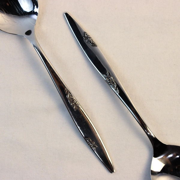 Lot Of 5 Oneida Silver Rose Duet (Stainless) Flatware Soup Spoons 7" Long