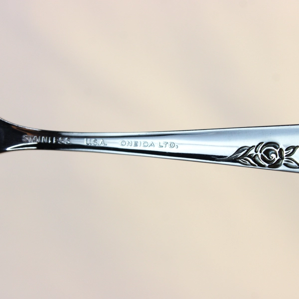 Lot Of 5 Oneida Silver Rose Duet (Stainless) Flatware Soup Spoons 7" Long