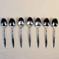 Lot Of 7 Oneida Silver Rose Duet (Stainless) Flatware Soup Spoons 7" Long