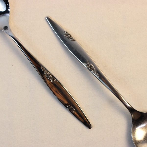 Lot Of 7 Oneida Silver Rose Duet (Stainless) Flatware Soup Spoons 7" Long