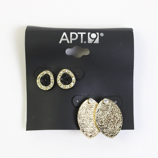 Set of 2 Apt. 9 Rhinestone Gold-Tone Stud Earrings