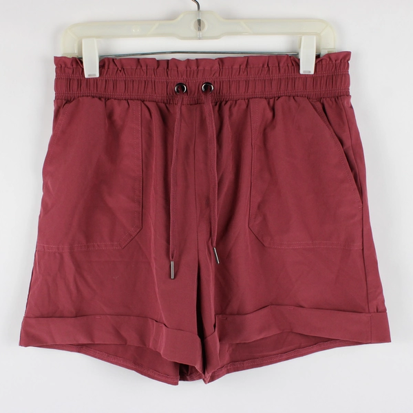 Danskin Athletic Red Shorts Lounge Drawstring Cuffed Hem Women's S/P FLAW