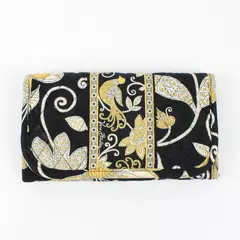Vera Bradley Fabric Trifold Long Wallet Yellow Bird Pattern Retired Yellow/Black