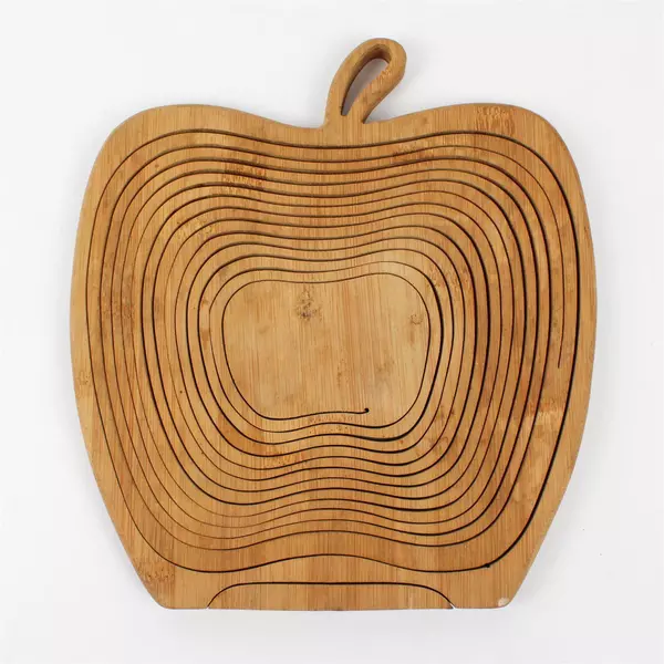 Unbranded Foldable/Collapsible Bamboo Wooden Apple Shaped Fruit Basket
