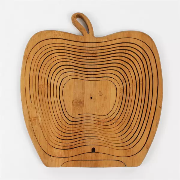 Unbranded Foldable/Collapsible Bamboo Wooden Apple Shaped Fruit Basket