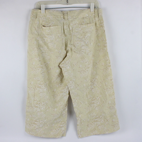 Bandolinoblu Women's 10 Yellow Floral Print Drawstring Capris