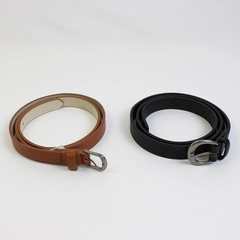 Lot of 2 Women's Faux Leather Belts 36" Black and Brown