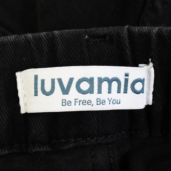 Luvamia Solid Black Cotton Bermuda Shorts Women's Medium