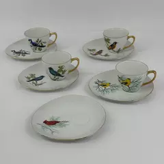 9 Piece 1962 Westminster China Songbird Snack Plate And Cup Set Rare