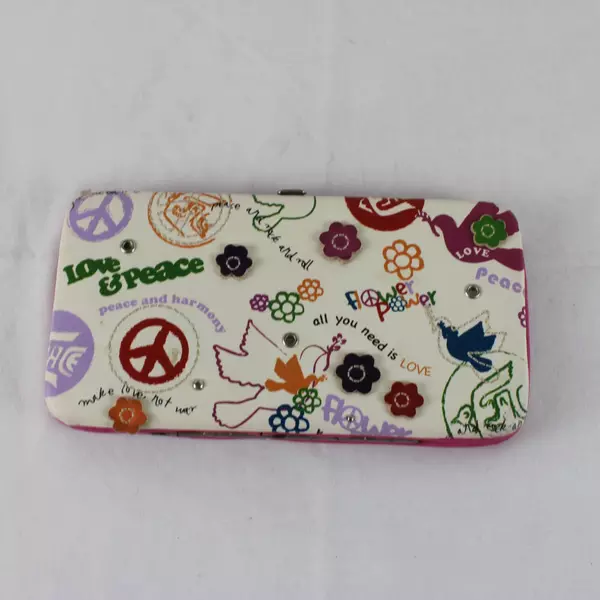 Flower Power Wallet Style Protective Case or Card Holder Slim Cover Peace Pink