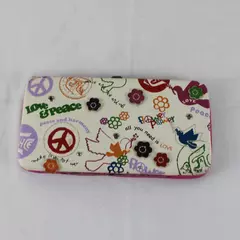 Flower Power Wallet Style Protective Case or Card Holder Slim Cover Peace Pink