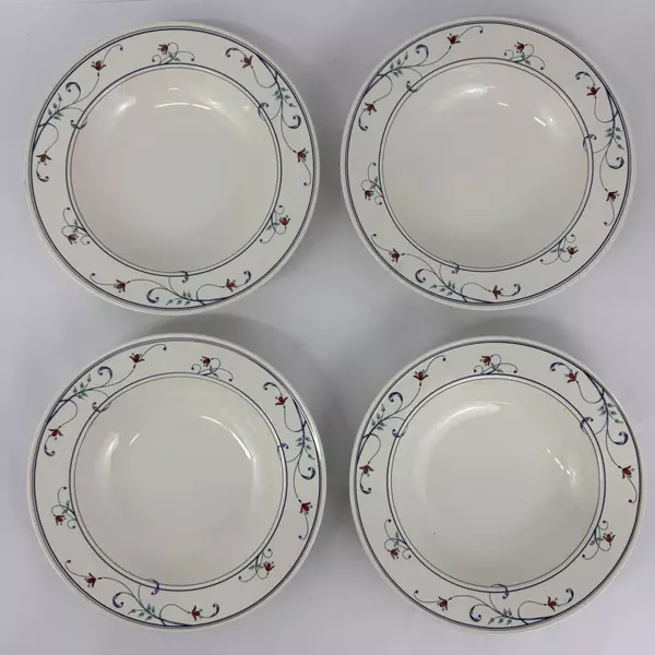 Set Of Mikasa Intaglio Annette Large Rimmed Soup Salad Bowls 9 1/4 Inch
