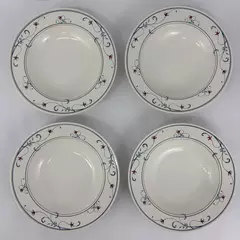 Set Of Mikasa Intaglio Annette Large Rimmed Soup Salad Bowls 9 1/4 Inch