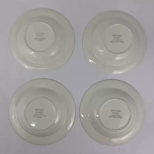 Set Of Mikasa Intaglio Annette Large Rimmed Soup Salad Bowls 9 1/4 Inch