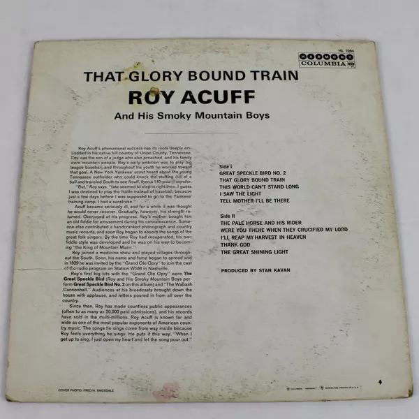 Roy Acuff & His Smoky Mountain Boys That Glory Bound Train Vinyl Record LP