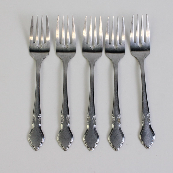 Lot Of 5 Oneida Silver Musette (Stainless) Flatware Salad Forks 7" Long