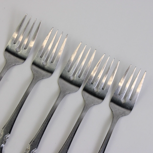 Lot Of 5 Oneida Silver Musette (Stainless) Flatware Salad Forks 7" Long