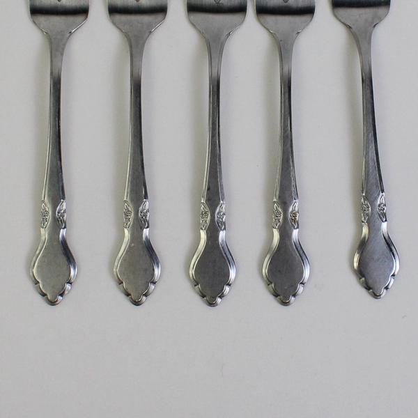 Lot Of 5 Oneida Silver Musette (Stainless) Flatware Salad Forks 7" Long