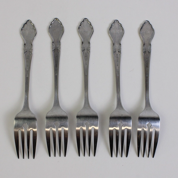 Lot Of 5 Oneida Silver Musette (Stainless) Flatware Salad Forks 7" Long