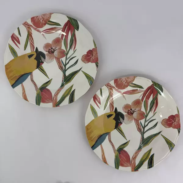 2 Opalhouse Orchid and Tropical Bird Melamine Dinner Plates 10.75 Inch
