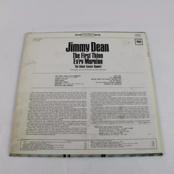 Jimmy Dean The First Thing Ev’ry Morning Vinyl LP 1965 Country Music