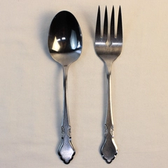 Lot Of 2 Oneida Silver Musette (Stainless) Flatware Serving Set (Spoon & Fork)