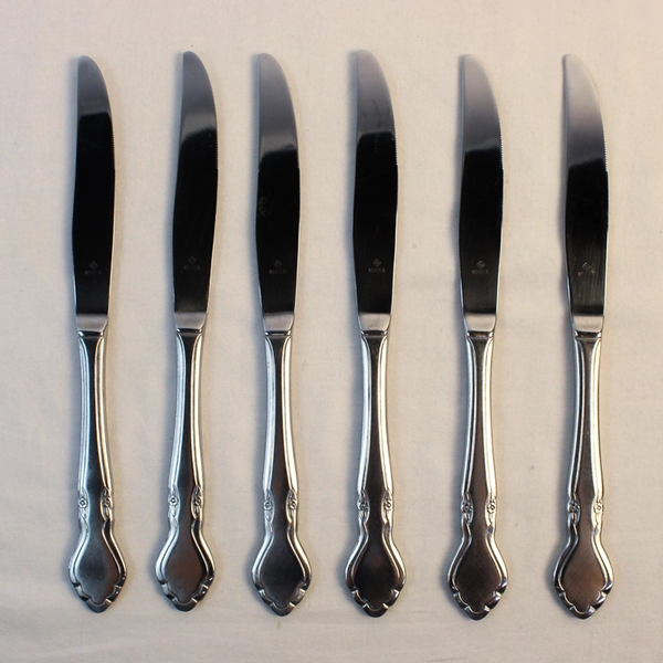 Lot Of 6 Oneida Silver Musette (Stainless) Flatware Dinner Knives 9.25" Long