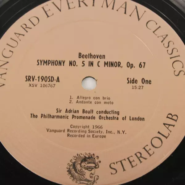 Beethoven Symphony No. 5 In C Minor Classic Vinyl Record 12 Inch