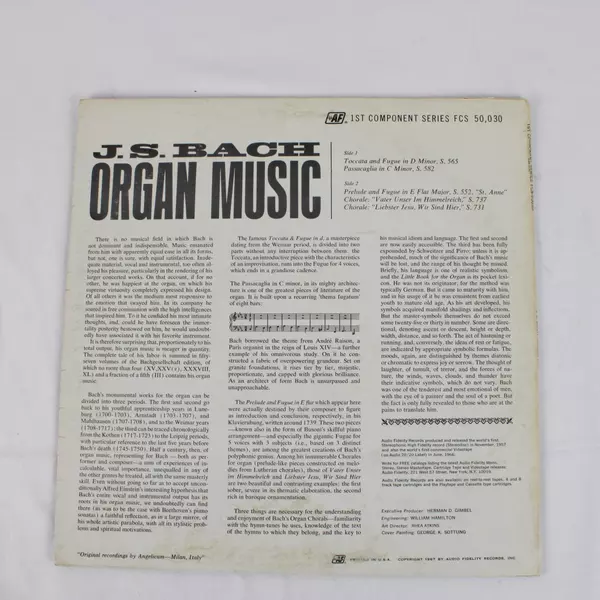 Bach Organ Music Stereo Vinyl Anton Heiller Organist 1st Component Series