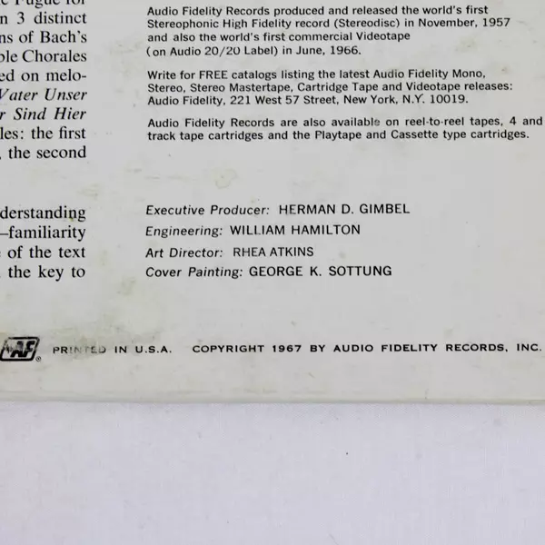 Bach Organ Music Stereo Vinyl Anton Heiller Organist 1st Component Series