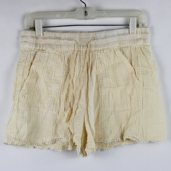Kensie Junior's L Yellow Muslin Shorts with Lace Trim and a Drawstring