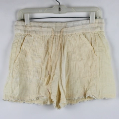 Kensie Junior's L Yellow Muslin Shorts with Lace Trim and a Drawstring