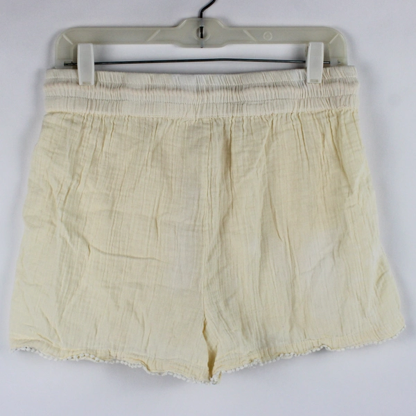 Kensie Junior's L Yellow Muslin Shorts with Lace Trim and a Drawstring
