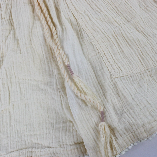 Kensie Junior's L Yellow Muslin Shorts with Lace Trim and a Drawstring