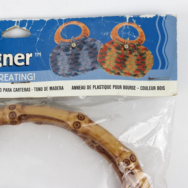 New Sealed 2 Pc Darice Craft Designer Wood Tone Plastic Purse Handles