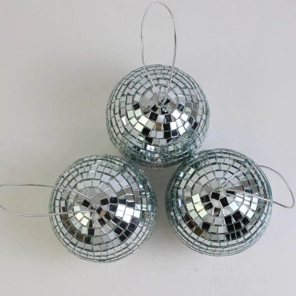 Lot Of 3 Unbranded Disco Ball Hanging Ornament 4" Diameter Christmas Decor