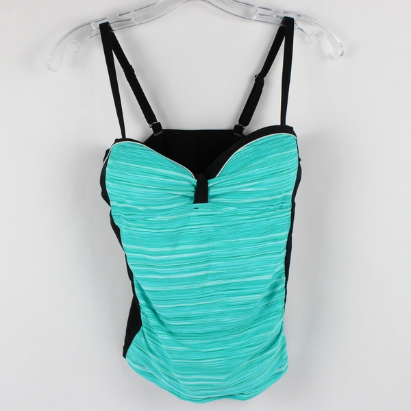 Bal Harbor Swim Bathing Top and Skirt Set Black and Blue Women's Size Medium