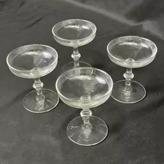 Set of 4 Clear Champagne Glasses Bamboo Type Stem