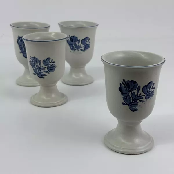 Set Of 4 Pfaltzgraff Yorktowne Footed Stoneware Goblets