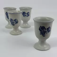 Set Of 4 Pfaltzgraff Yorktowne Footed Stoneware Goblets