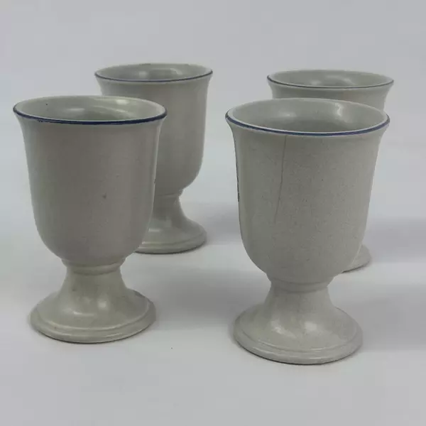 Set Of 4 Pfaltzgraff Yorktowne Footed Stoneware Goblets