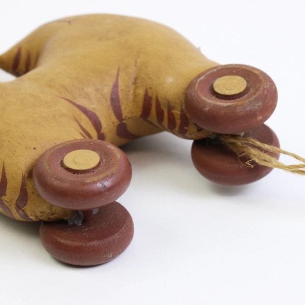 Painted Canvas Folk Art Decorative Pull Toy Cat Figure 9"