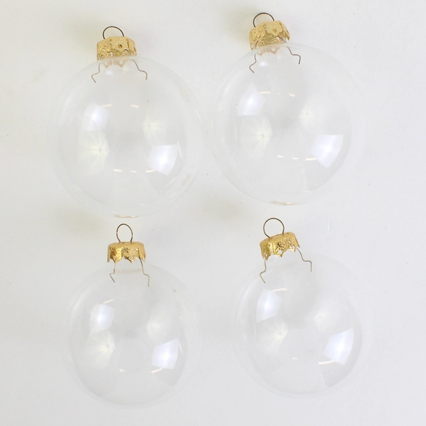 Lot Of 4 Unbranded Small Clear Glass Ornament Round Balls Simple 2.5" Diameter